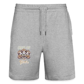 Faultier Mom of Two Girls Töchter für eine Mutter - Stanley/Stella Unisex Bio Joggingshorts Trainer  - Grau meliert - Vorne - Nik (191cm) & Marisol (170cm)