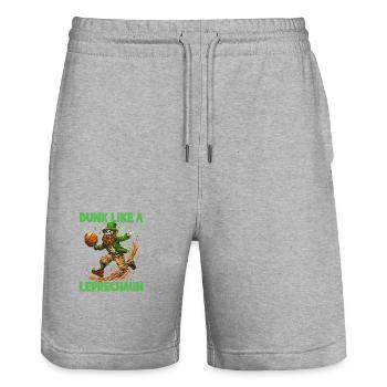 Dunk Like A Leprechaun Basketball - Stanley/Stella Unisex Bio Joggingshorts Trainer  - Grau meliert - Vorne - Nik (191cm) & Marisol (170cm)
