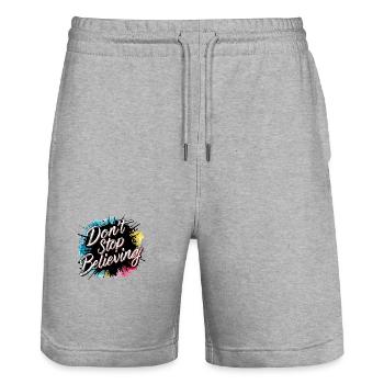 Don't Stop Believing Bunte Spritzer Motivierend - Stanley/Stella Unisex Bio Joggingshorts Trainer  - Grau meliert - Vorne - Nik (191cm) & Marisol (170cm)