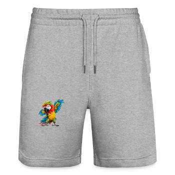 Ara Papagei für einen Vogelliebhaber - Stanley/Stella Unisex Bio Joggingshorts Trainer  - Grau meliert - Vorne - Nik (191cm) & Marisol (170cm)