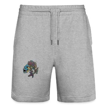 Father and Son Live Love Camp für einen Angler - Stanley/Stella Unisex Bio Joggingshorts Trainer  - Grau meliert - Vorne - Nik (191cm) & Marisol (170cm)