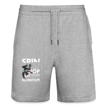 Spin Jump and Hop It's Hip Hop Nonstop - Stanley/Stella Unisex Bio Joggingshorts Trainer  - Grau meliert - Vorne - Nik (191cm) & Marisol (170cm)