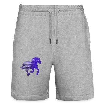 PFERD. FOHLEN. STUTE. TIER. TIERE. NATUR. - Stanley/Stella Unisex Bio Joggingshorts Trainer  - Grau meliert - Vorne - Nik (191cm) & Marisol (170cm)