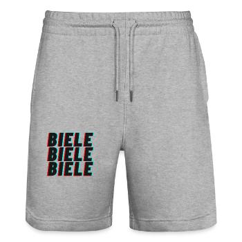 BIELE BIELE BIELE - Endlaser Edition - Stanley/Stella Unisex Bio Joggingshorts Trainer  - Grau meliert - Vorne - Nik (191cm) & Marisol (170cm)