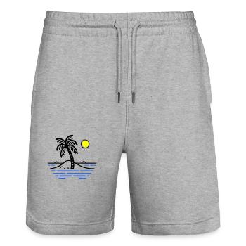 Palm Island - Stanley/Stella Trainer Unisex Organic Jogging Shorts - heather grey - Front - Nik (191cm) & Marisol (170cm)