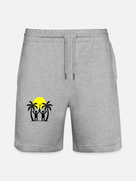 Island Party Crew - Stanley/Stella Trainer Unisex Organic Jogging Shorts - heather grey