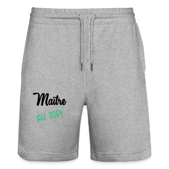 MAITRE. MAÎTRESSE. MERCI - Short de jogging bio TRAINER Stanley/Stella unisexe - gris chiné - Devant - Nik (191cm) & Marisol (170cm)