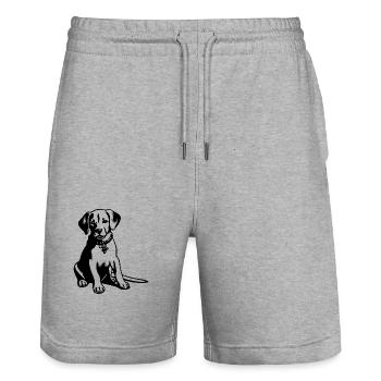 Beagle Dog - Stanley/Stella Trainer Unisex Organic Jogging Shorts - heather grey - Front - Nik (191cm) & Marisol (170cm)