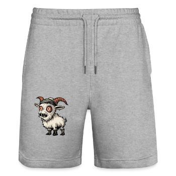 Chèvre de montagne Halloween Bande dessinée drôle - Short de jogging bio TRAINER Stanley/Stella unisexe - gris chiné - Devant - Nik (191cm) & Marisol (170cm)