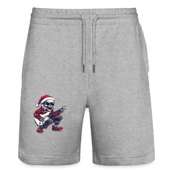 Santa Skeleton Christmas Rocker Guitar - Stanley/Stella Trainer Unisex Organic Jogging Shorts - heather grey - Front - Nik (191cm) & Marisol (170cm)