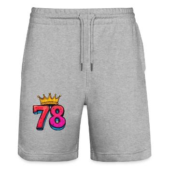 78 Number Krone - Stanley/Stella Trainer Unisex Organic Jogging Shorts - heather grey - Front - Nik (191cm) & Marisol (170cm)