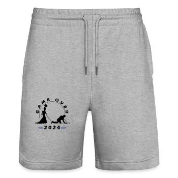 Mariage Game Over 2024 - Short de jogging bio TRAINER Stanley/Stella unisexe - gris chiné - Devant - Nik (191cm) & Marisol (170cm)
