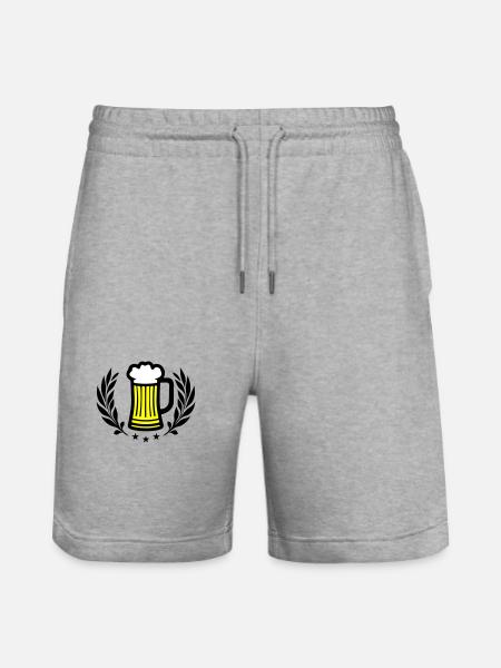 Beer Symbol Booze - Stanley/Stella Trainer Unisex Organic Jogging Shorts - heather grey