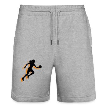 Basketball Player Symbol Basketball Player Woman - Stanley/Stella Trainer Unisex Organic Jogging Shorts - heather grey - Front - Nik (191cm) & Marisol (170cm)
