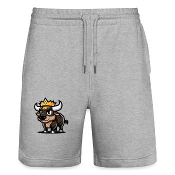 Stier Comic Krone - Stanley/Stella Unisex Bio Joggingshorts Trainer  - Grau meliert - Vorne - Nik (191cm) & Marisol (170cm)