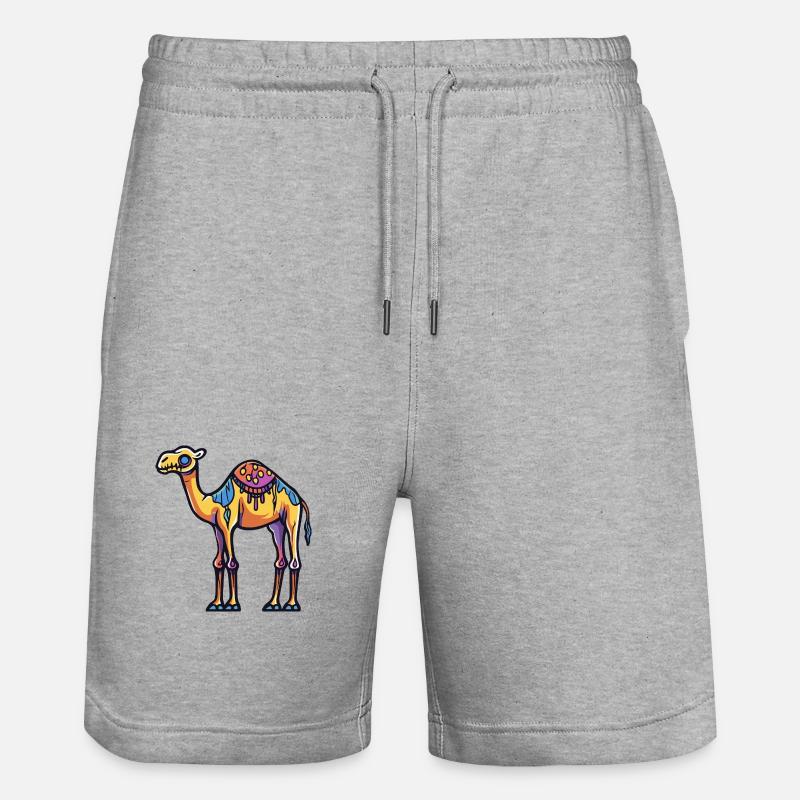 Kamel Halloween Comic Zombie - Stanley/Stella Unisex Bio Joggingshorts Trainer  - Grau meliert