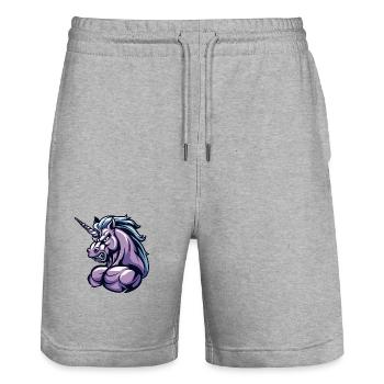 Musculation Muscles Licorne Musculation - Short de jogging bio TRAINER Stanley/Stella unisexe - gris chiné - Devant - Nik (191cm) & Marisol (170cm)