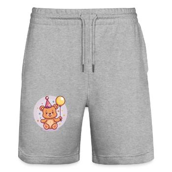 Bande dessinée d’anniversaire d’ours - Short de jogging bio TRAINER Stanley/Stella unisexe - gris chiné - Devant - Nik (191cm) & Marisol (170cm)
