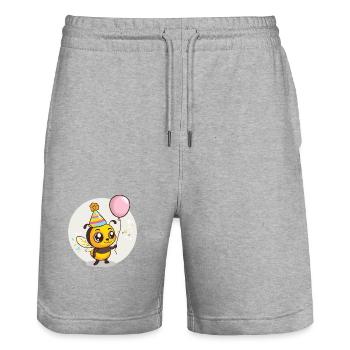 Bee Birthday Comic - Stanley/Stella Trainer Unisex Organic Jogging Shorts - heather grey - Front - Nik (191cm) & Marisol (170cm)