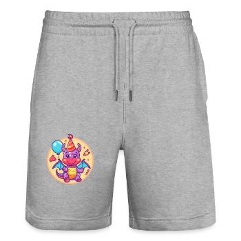 Drache Geburtstag Comic - Stanley/Stella Unisex Bio Joggingshorts Trainer  - Grau meliert - Vorne - Nik (191cm) & Marisol (170cm)