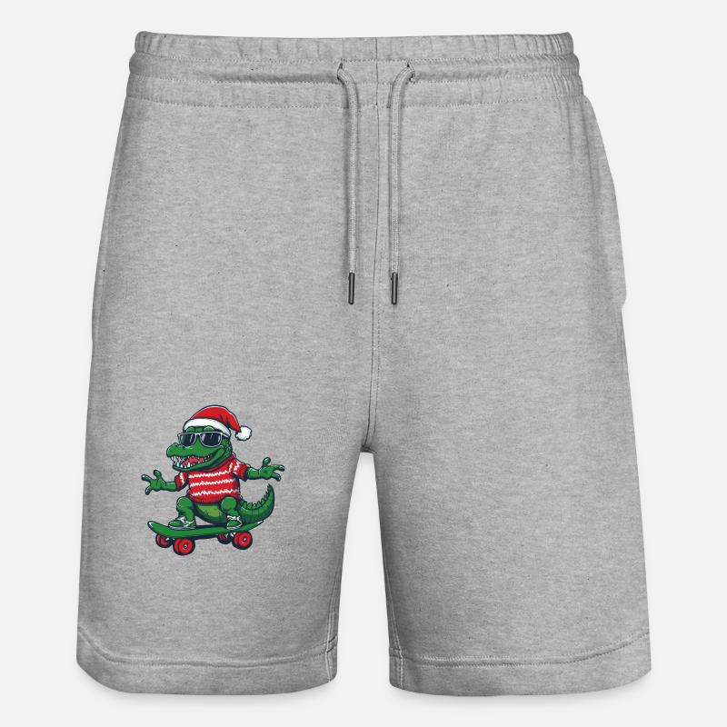 Alligator Noël drôle - Short de jogging bio TRAINER Stanley/Stella unisexe - gris chiné