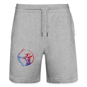 Bogenschießen Silhouette Bunt - Stanley/Stella Unisex Bio Joggingshorts Trainer  - Grau meliert - Vorne - Nik (191cm) & Marisol (170cm)