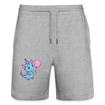 Dragon Anniversaire Bébé - Short de jogging bio TRAINER Stanley/Stella unisexe - gris chiné - Devant - Nik (191cm) & Marisol (170cm)