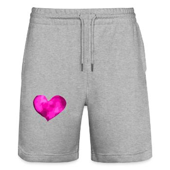 Heart symbol love in love - Stanley/Stella Trainer Unisex Organic Jogging Shorts - heather grey - Front - Nik (191cm) & Marisol (170cm)