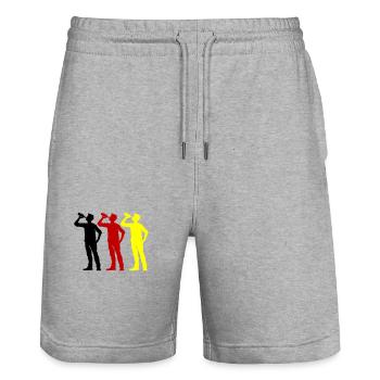 Drinker Team Bottle Germany - Stanley/Stella Trainer Unisex Organic Jogging Shorts - heather grey - Front - Nik (191cm) & Marisol (170cm)