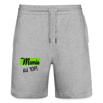 OMA. MUTTERTAG. ALLES GUTE ZUM OMA-TAG. ICH LIEBE DICH - Stanley/Stella Unisex Bio Joggingshorts Trainer  - Grau meliert - Vorne - Nik (191cm) & Marisol (170cm)