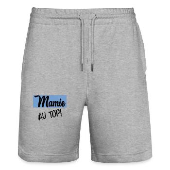 OMA. MUTTERTAG. ALLES GUTE ZUM GEBURTSTAG OMA. ICH LIEBE DICH - Stanley/Stella Unisex Bio Joggingshorts Trainer  - Grau meliert - Vorne - Nik (191cm) & Marisol (170cm)