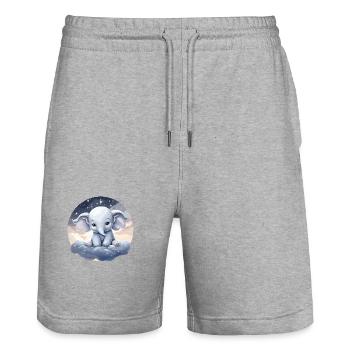 Niedlicher Elefant Schläft Schlafen - Stanley/Stella Unisex Bio Joggingshorts Trainer  - Grau meliert - Vorne - Nik (191cm) & Marisol (170cm)