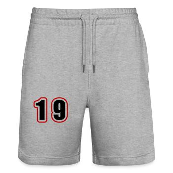 19 Nombre Collège - Short de jogging bio TRAINER Stanley/Stella unisexe - gris chiné - Devant - Nik (191cm) & Marisol (170cm)