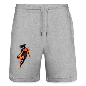 Handball Femme Streetwear Icône Ball Sports Look - Short de jogging bio TRAINER Stanley/Stella unisexe - gris chiné - Devant - Nik (191cm) & Marisol (170cm)