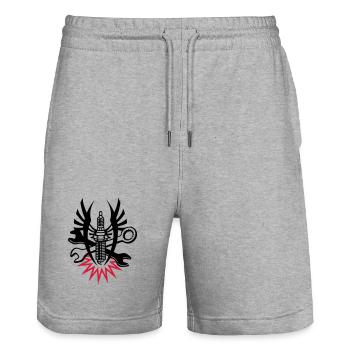 A spark plug with two wrenches - Stanley/Stella Trainer Unisex Organic Jogging Shorts - heather grey - Front - Nik (191cm) & Marisol (170cm)