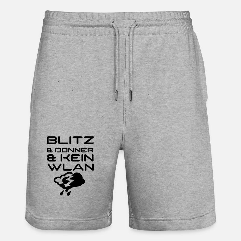 Blitz & Donner & kein WLAN Geschenk - Stanley/Stella Unisex Bio Joggingshorts Trainer  - Grau meliert