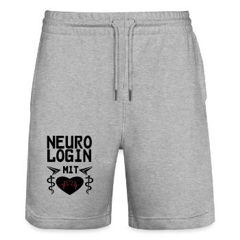 Neurologin mit Herz Geschenk - Stanley/Stella Unisex Bio Joggingshorts Trainer  - Grau meliert - Vorne - Nik (191cm) & Marisol (170cm)