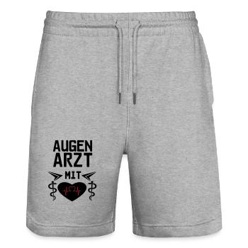 Augenarzt mit Herz Geschenk - Stanley/Stella Unisex Bio Joggingshorts Trainer  - Grau meliert - Vorne - Nik (191cm) & Marisol (170cm)