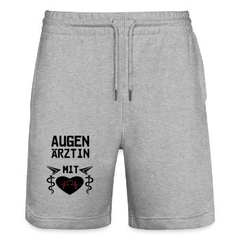 Augenärztin mit Herz Geschenk - Stanley/Stella Unisex Bio Joggingshorts Trainer  - Grau meliert - Vorne - Nik (191cm) & Marisol (170cm)