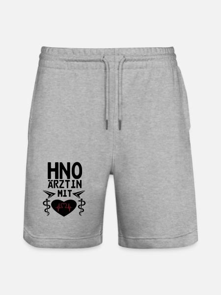 HNO Ärztin mit Herz Geschenk - Stanley/Stella Unisex Bio Joggingshorts Trainer  - Grau meliert