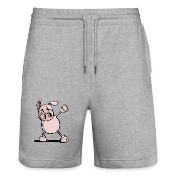 Dab fraîche Danse Cochon - Animaux tamponnant - Short de jogging bio TRAINER Stanley/Stella unisexe - gris chiné - Devant - Nik (191cm) & Marisol (170cm)