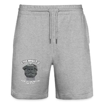 Chemnitz home of the Nischel - Stanley/Stella Trainer Unisex Organic Jogging Shorts - heather grey - Front - Nik (191cm) & Marisol (170cm)