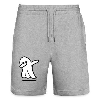 Fantôme / Fantôme drôle / Halloween / fantôme qui fait du dab - Short de jogging bio TRAINER Stanley/Stella unisexe - gris chiné - Devant - Nik (191cm) & Marisol (170cm)