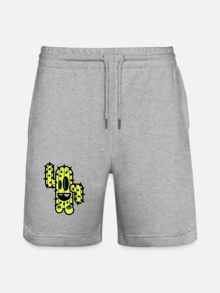 cactus comic nature - Stanley/Stella Trainer Unisex Organic Jogging Shorts - heather grey