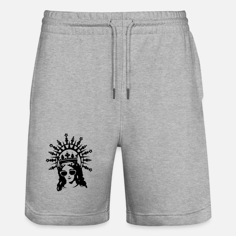 Mutter Gottes mit Sonnenbrille - Stanley/Stella Unisex Bio Joggingshorts Trainer  - Grau meliert