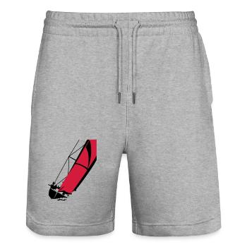 Yacht - Stanley/Stella Trainer Unisex Organic Jogging Shorts - heather grey - Front - Nik (191cm) & Marisol (170cm)