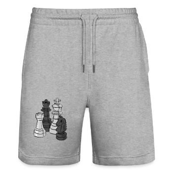 schach spiel sport - Stanley/Stella Unisex Bio Joggingshorts Trainer  - Grau meliert - Vorne - Nik (191cm) & Marisol (170cm)
