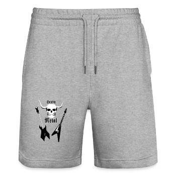 Métal, crâne, guitares, heavy metal, musique, rock - Short de jogging bio TRAINER Stanley/Stella unisexe - gris chiné - Devant - Nik (191cm) & Marisol (170cm)