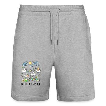 Bodensee - Stanley/Stella Unisex Bio Joggingshorts Trainer  - Grau meliert - Vorne - Nik (191cm) & Marisol (170cm)