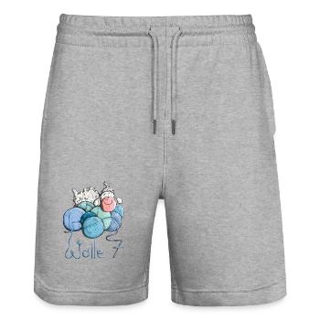 Schaf auf Wolle 7 - Stanley/Stella Unisex Bio Joggingshorts Trainer  - Grau meliert - Vorne - Nik (191cm) & Marisol (170cm)